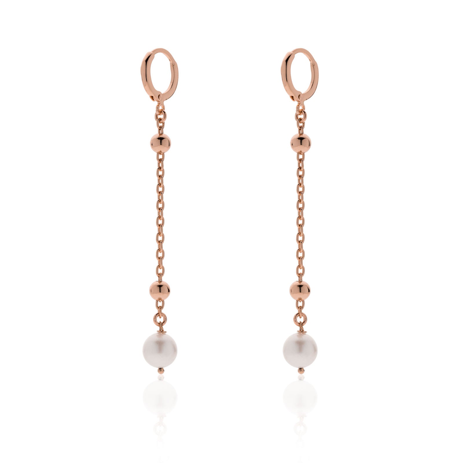 Orecchini Pendenti In Oro Massiccio 14k Con Perle Naturali AAA 6-7mm