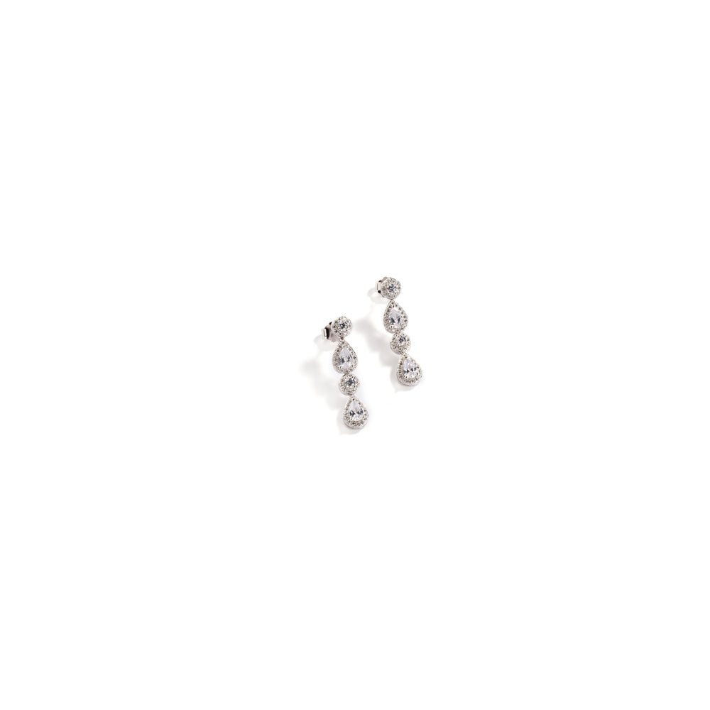 SOFIA MILANI Orecchini Pendenti Donna In Argento 925 Con Zircone - Design Ovale Placcato Rodio - Ipoallergenici In Scatola Regalo - 20564