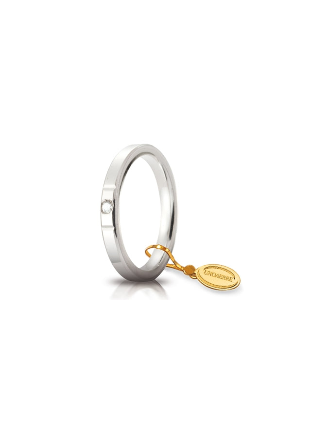 Fede Cerchi di Luce Unoaerre 2,5 mm in oro bianco con diamante