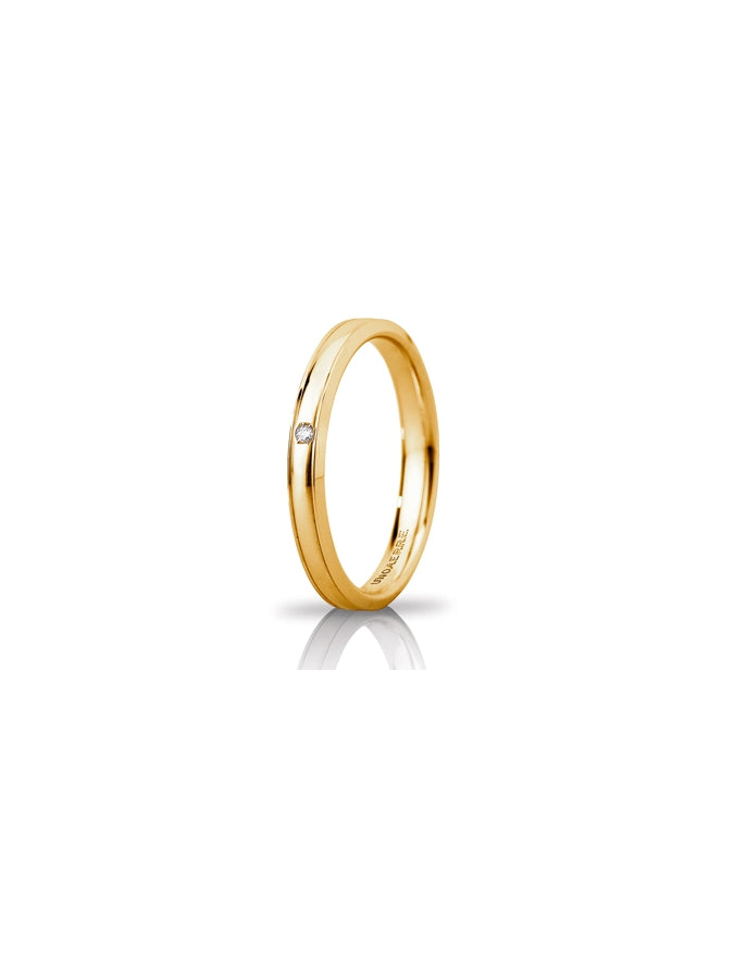 Fede Orion Slim Unoaerre 3 mm in oro giallo con diamante
