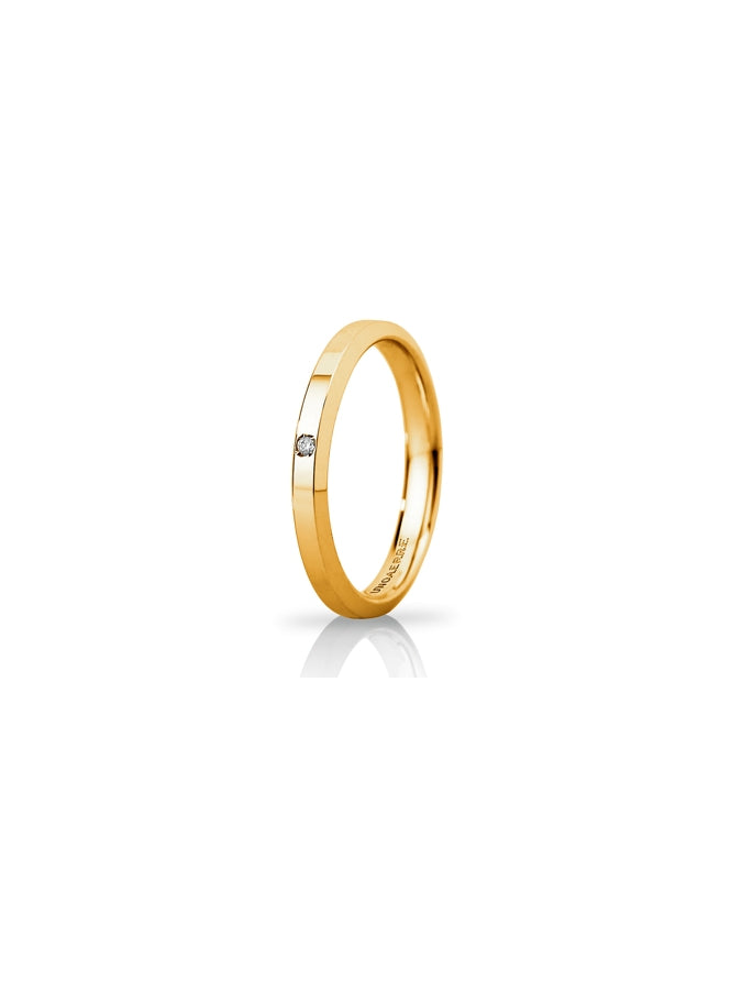 Fede Hydra Slim Unoaerre 3 mm in oro giallo con diamante