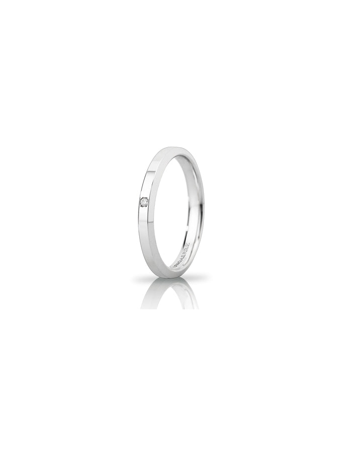 Fede Hydra Slim Unoaerre 3 mm in oro bianco con diamante