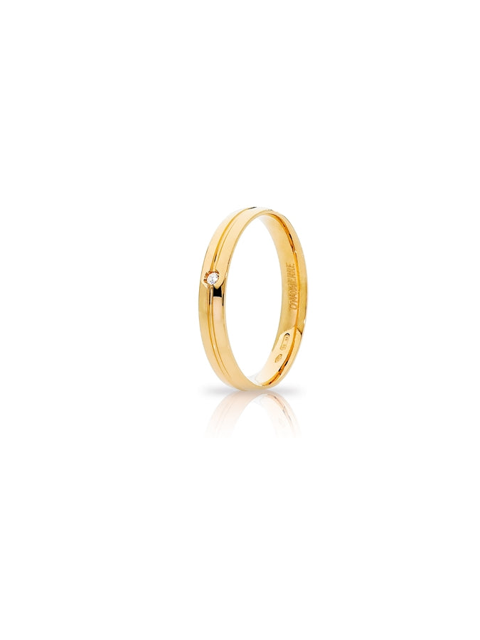 Fede Lyra Unoaerre 3,4 mm in oro giallo con diamante