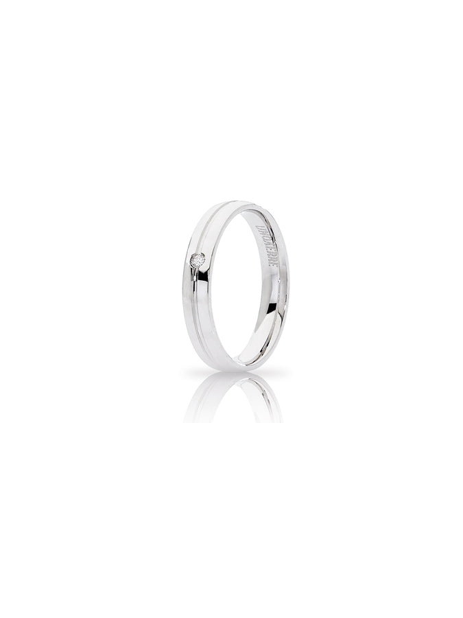 Fede Lyra Unoaerre 3,4 mm in oro bianco con diamante