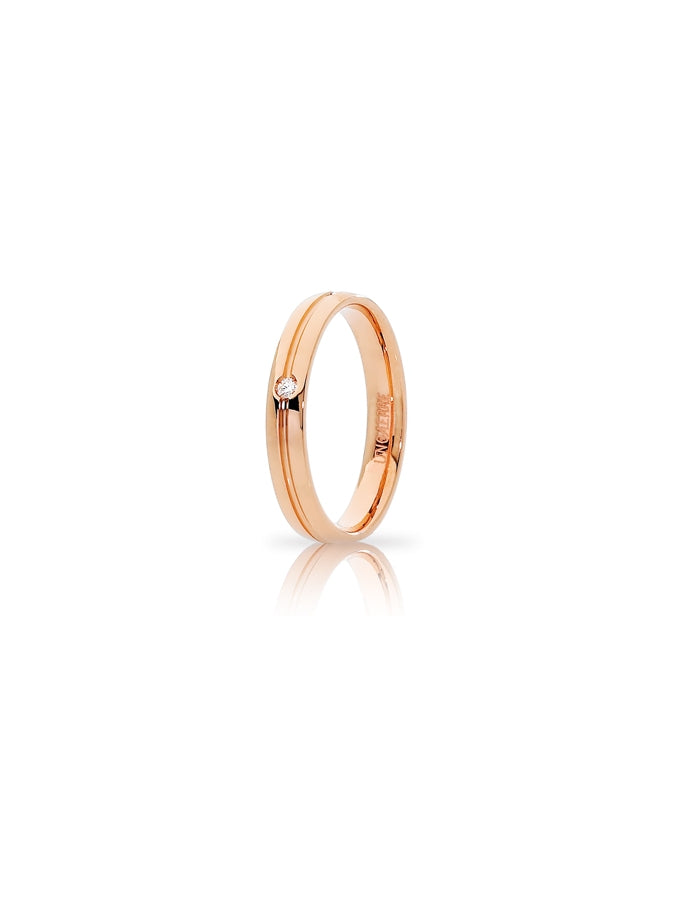 Fede Lyra Unoaerre 3,4 mm in oro rosa con diamante