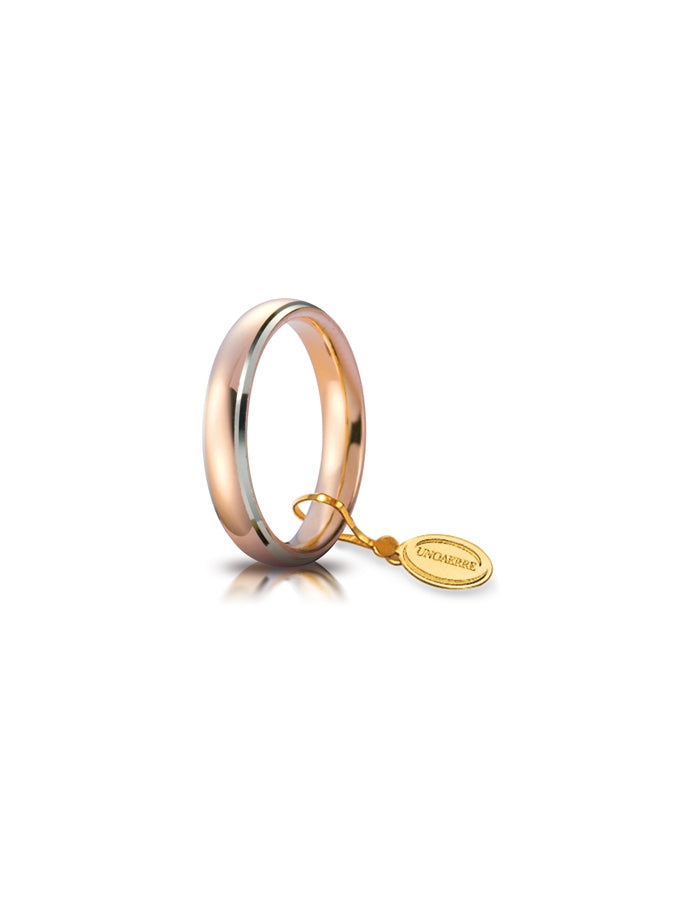 Fede Comoda Unoaerre 4 mm in oro rosa e bianco