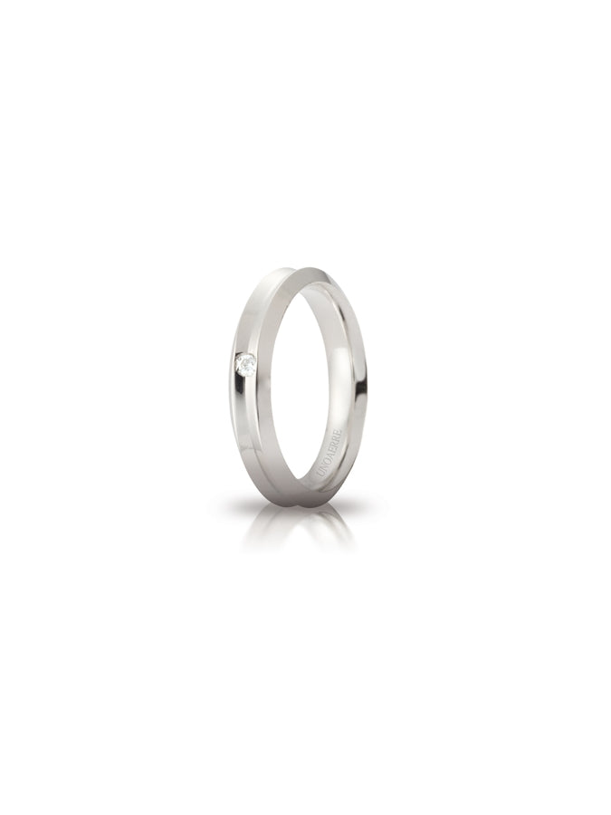 Fede Corona Unoaerre 4 mm in oro bianco con diamante