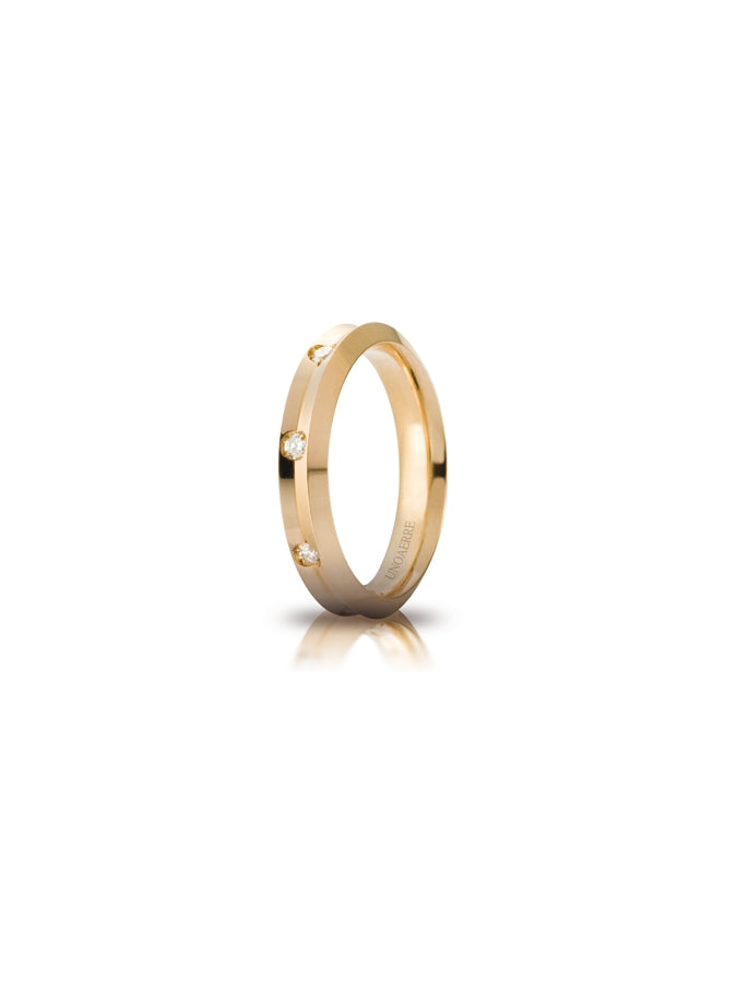 Fede Corona Unoaerre 4 mm in oro giallo con 8 diamanti