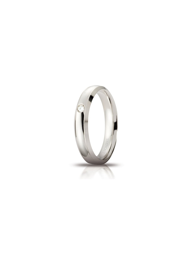 Fede Orion Unoaerre 4 mm in oro bianco con diamante