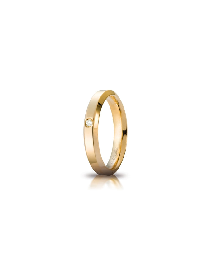 Fede Hydra Unoaerre 4 mm in oro giallo con diamante
