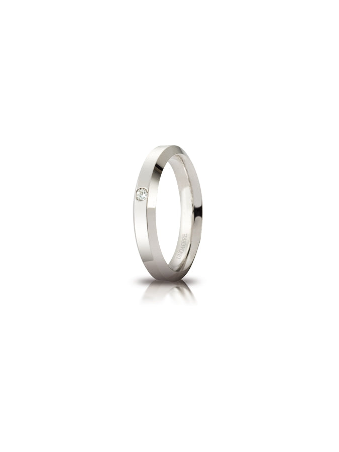 Fede Hydra Unoaerre 4 mm in oro bianco con diamante