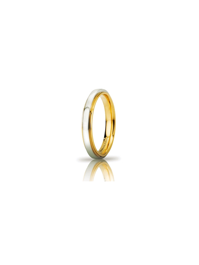 Fede Cassiopea Slim Unoaerre 3 mm in oro bianco e giallo