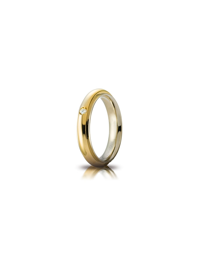Fede Andromeda Unoaerre 4 mm in oro bianco e giallo con diamante