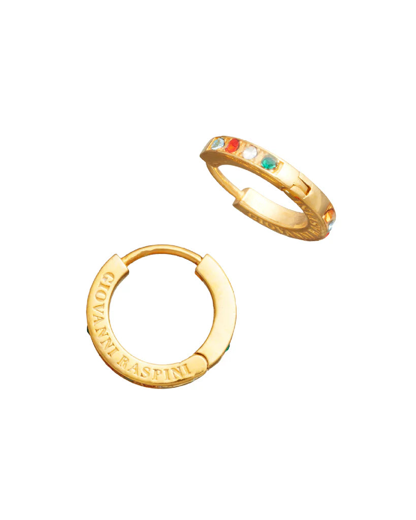 Giovanni Raspini - Orecchini Huggie Crystal Color Dorati