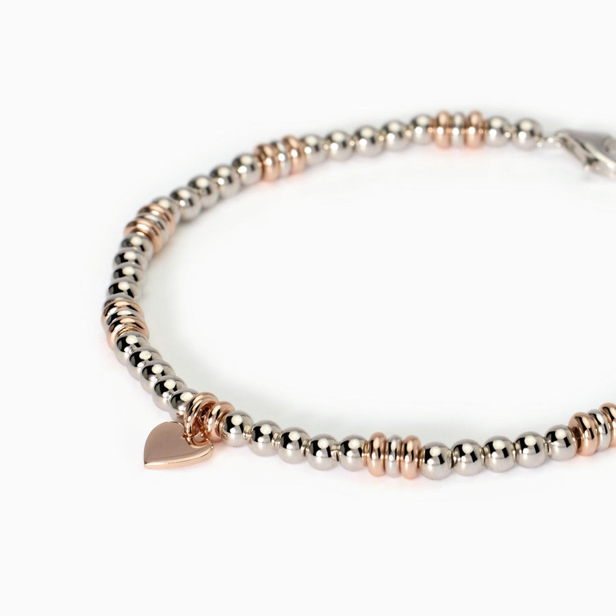Mabina - Bracciale in argento placcato oro rosa con cuore Little Mix