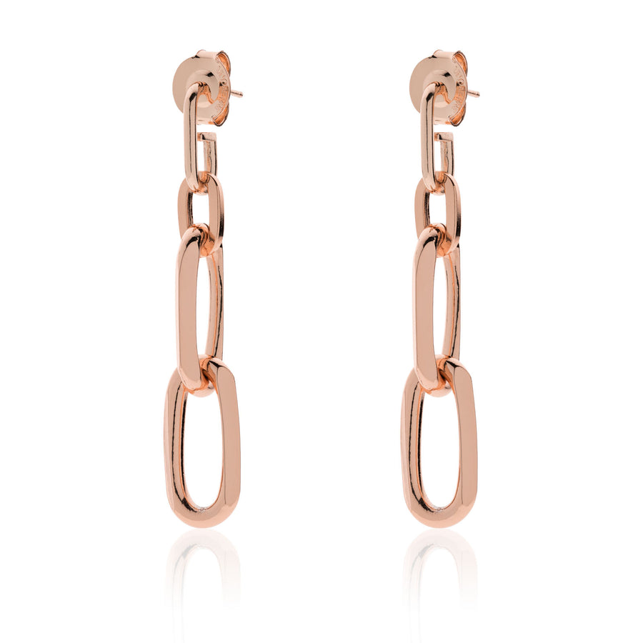 Unoaerre - Orecchini in bronzo dorato rosa catena forzatina