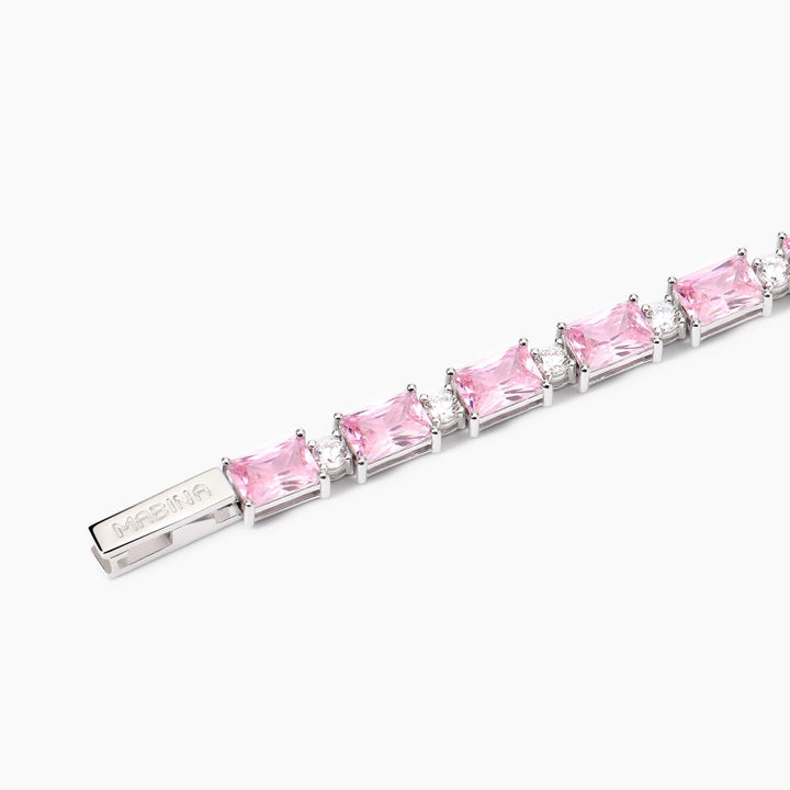 Bracciale in argento con zirconi rosa Battito