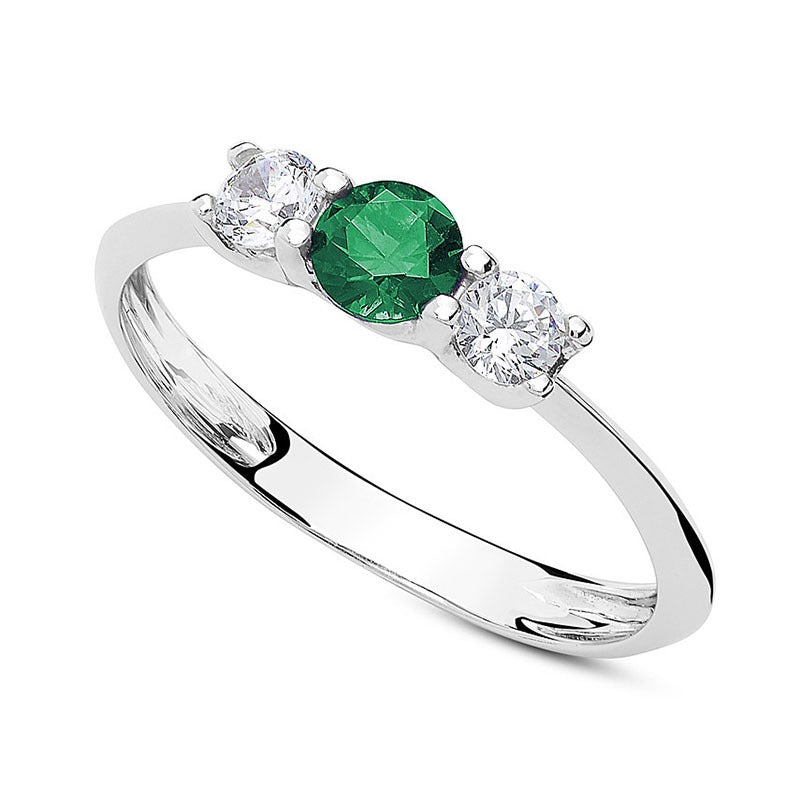 Ambrosia - Anello Oro bianco 750, zirconi bianchi e verdi