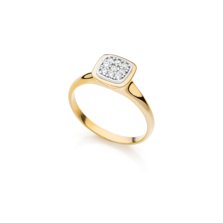 Unoaerre - Anello in argento dorato con pavé