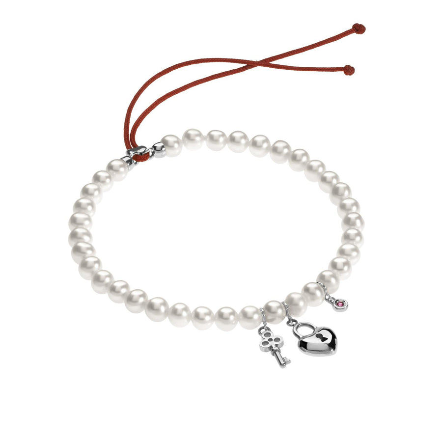 Ambrosia - Bracciale Argento 925 , perle coltivate Ø 4,5/5 , cristallo ross
