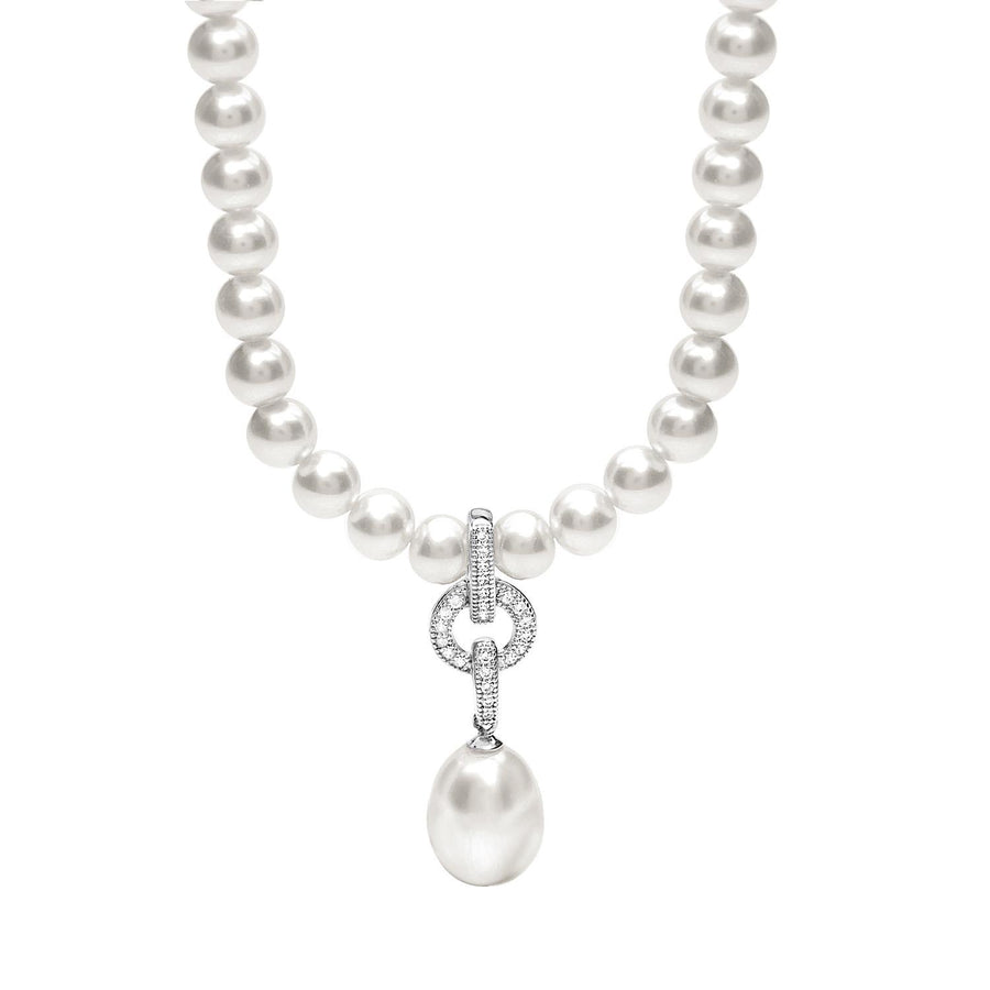 Ambrosia - Girocollo Argento 925, zirconi bianchi, perle coltivate Ø 5/5,5,