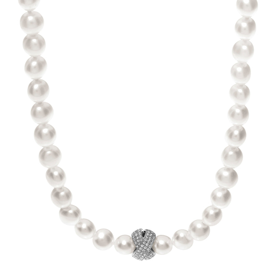 Ambrosia - Girocollo Argento 925 , zirconi e perle coltivate Ø 7,5/8