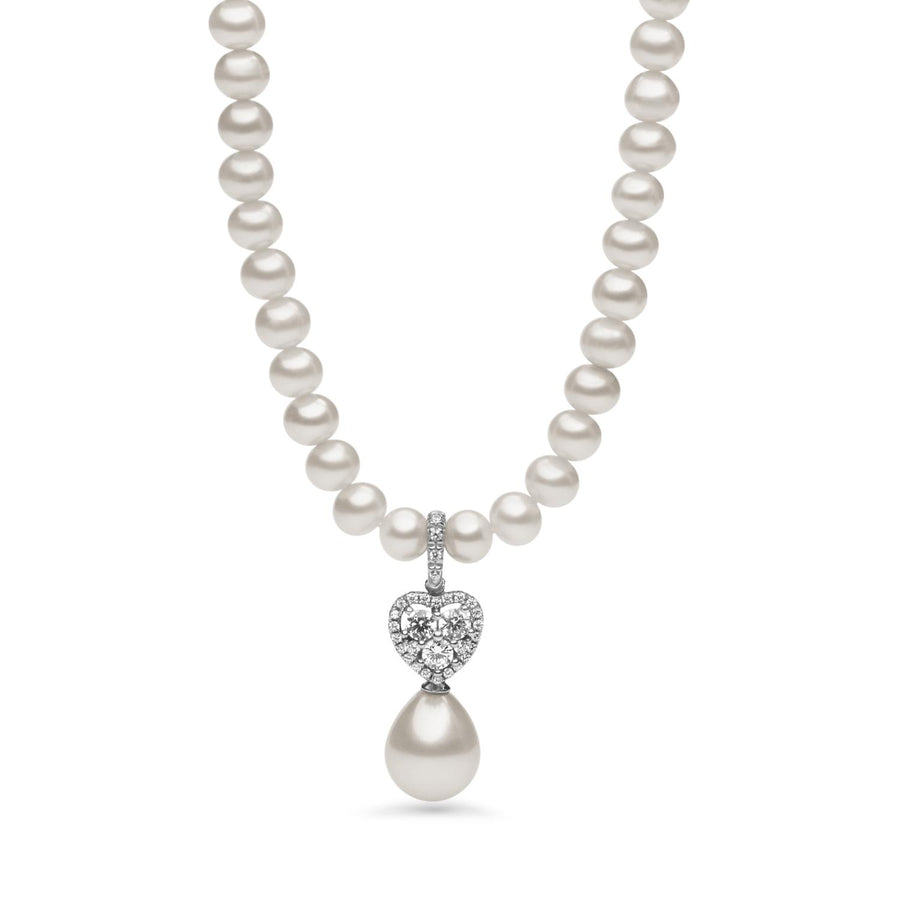 Ambrosia - Girocollo Argento 925, zirconi bianchi, perle coltivate Ø 5/5,5