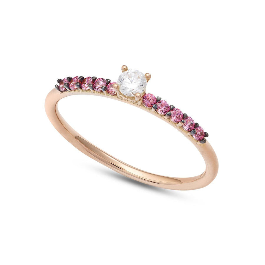 Ambrosia - Anello novità colore da donna in oro 18Kt con zirconi rosa e bianchi