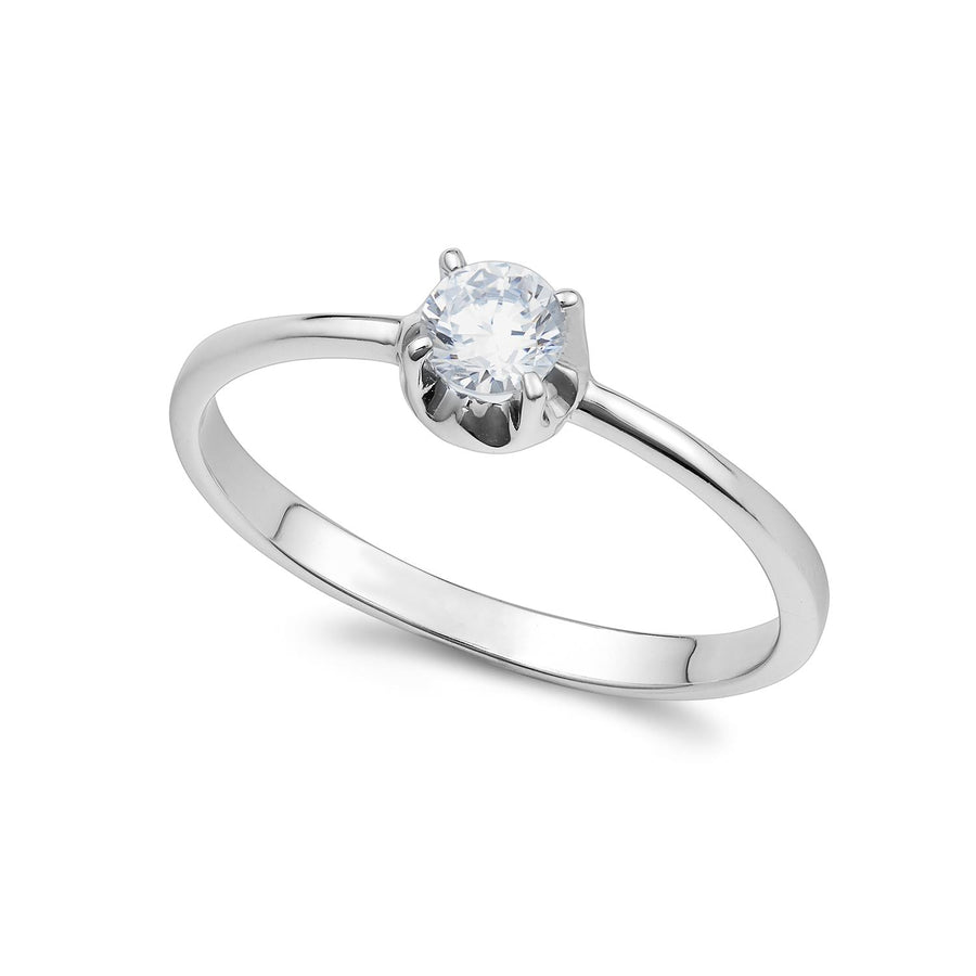 Ambrosia - Anello in Oro bianco 750, zircone bianco