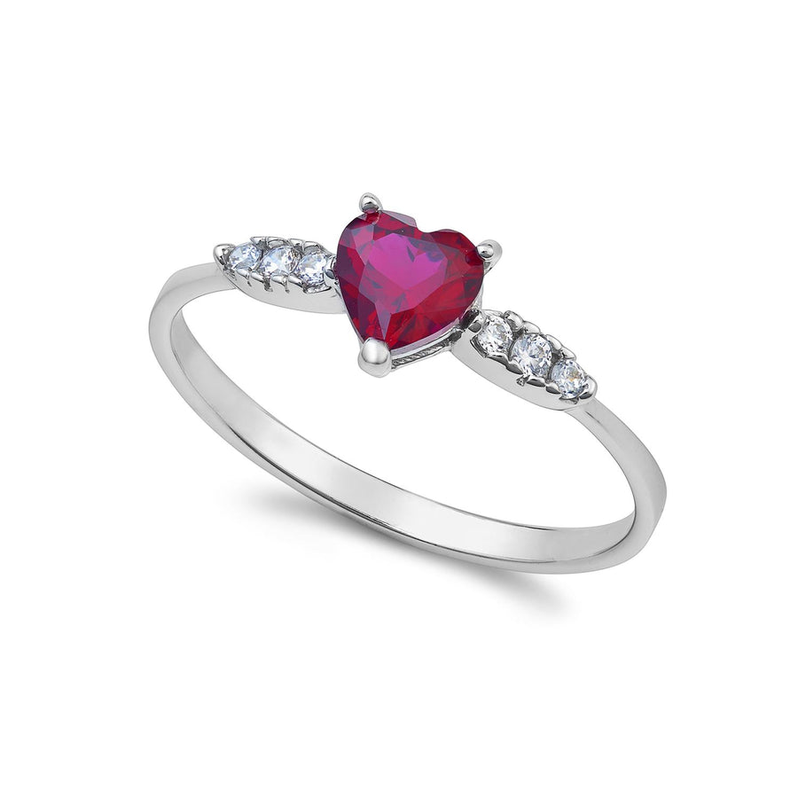 Ambrosia - Anello in Oro bianco 750, zirconi bianchi e rosso