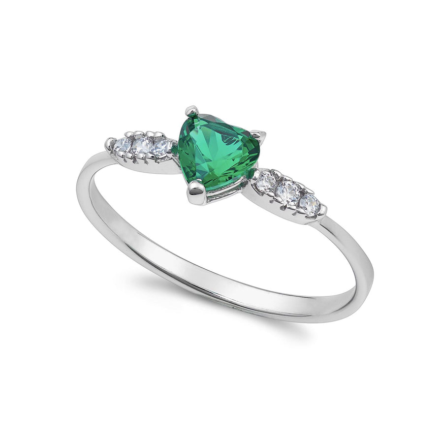 Ambrosia - Anello in Oro bianco 750, zirconi bianchi e verde