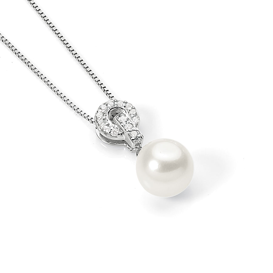 Ambrosia - Collana da donna in Oro bianco, Perle e Zirconi.