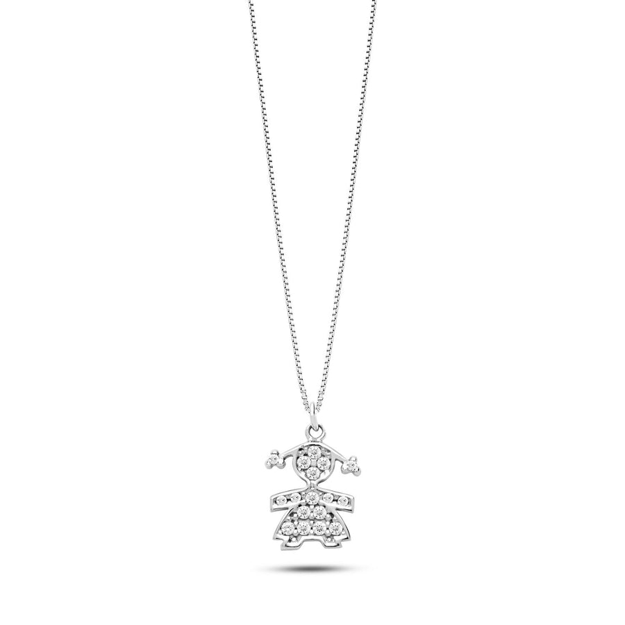 Ambrosia - Girocollo Oro bianco 750, zirconi bianchi