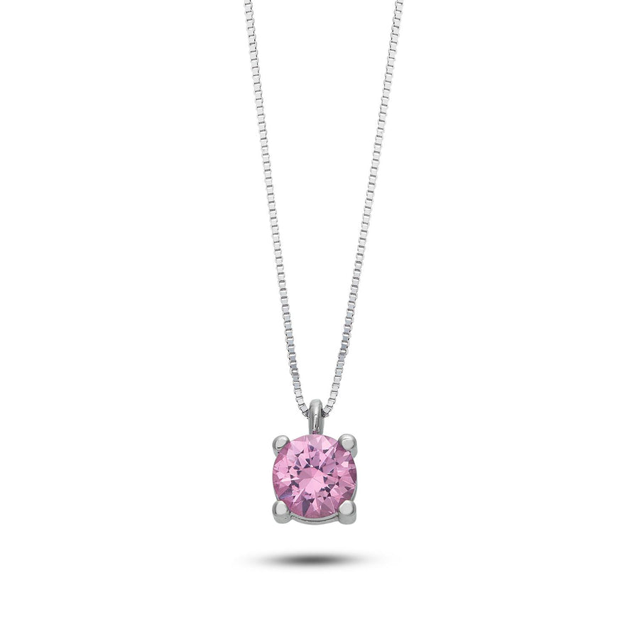 Ambrosia - Girocollo in Oro bianco 750, cristallo rosa