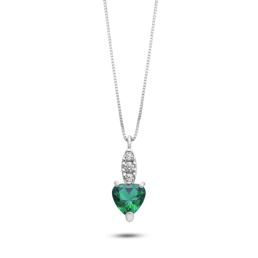 Ambrosia - Girocollo in Oro bianco 750, zirconi bianchi e verde