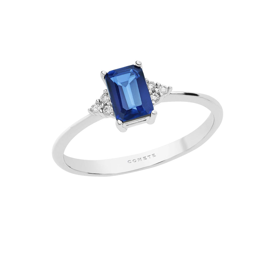 Anello in Oro 750  . Diamanti P.Ct. 4 Colore G Purezza SI. Zaffiro blu ricrista