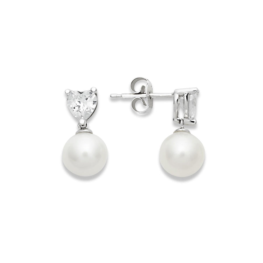 Ambrosia - Orecchini da donna mod. elegante, in Oro bianco e Perla.