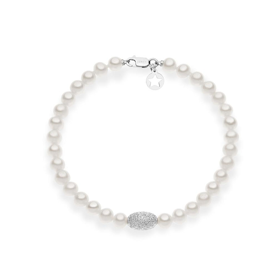 Comete Gioielli - Bracciale con sfere e chiusura in Oro 750 , Charm cuore in Ar