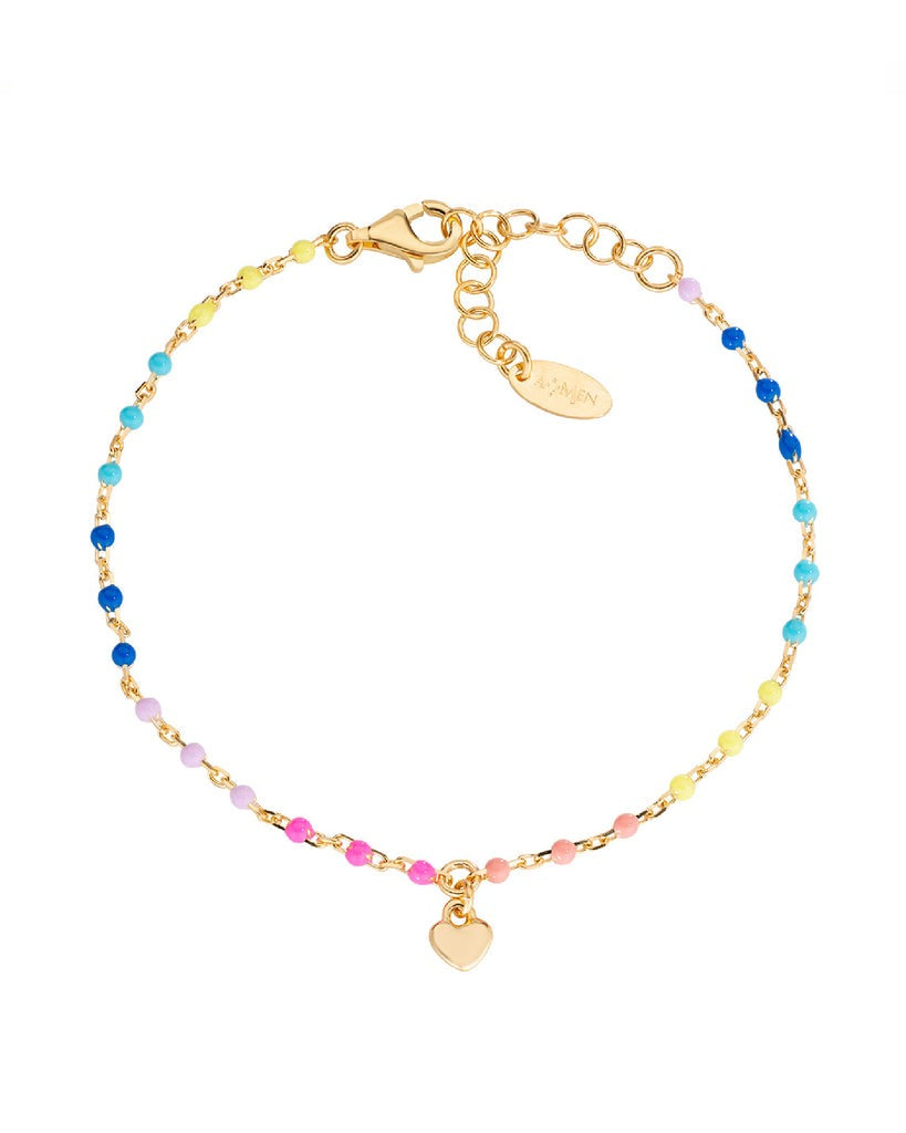 Amen - Bracciale "Cuore" in Argento Dorato con Smalto