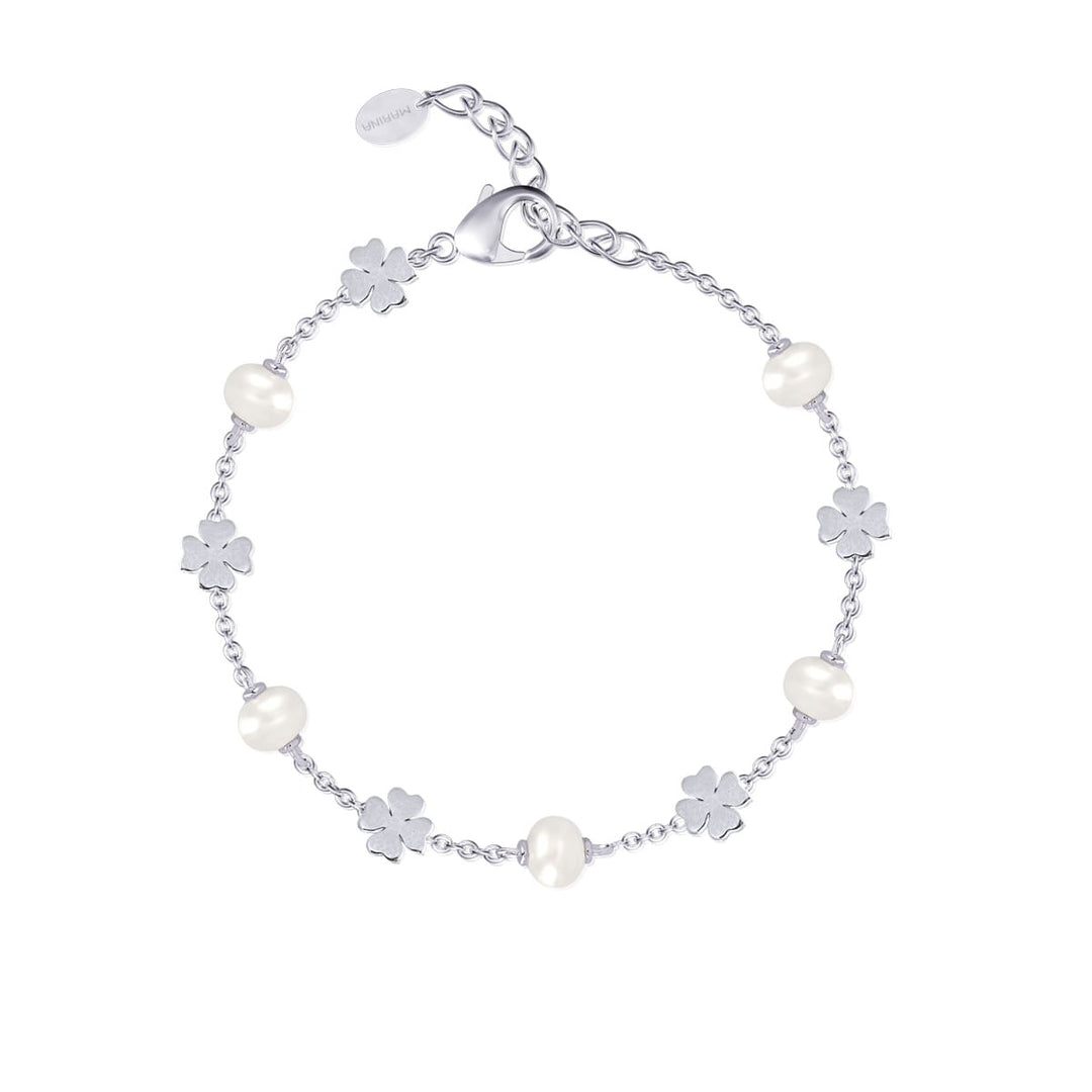 Mabina - Bracciale da donna in argento perle e quadrifogli