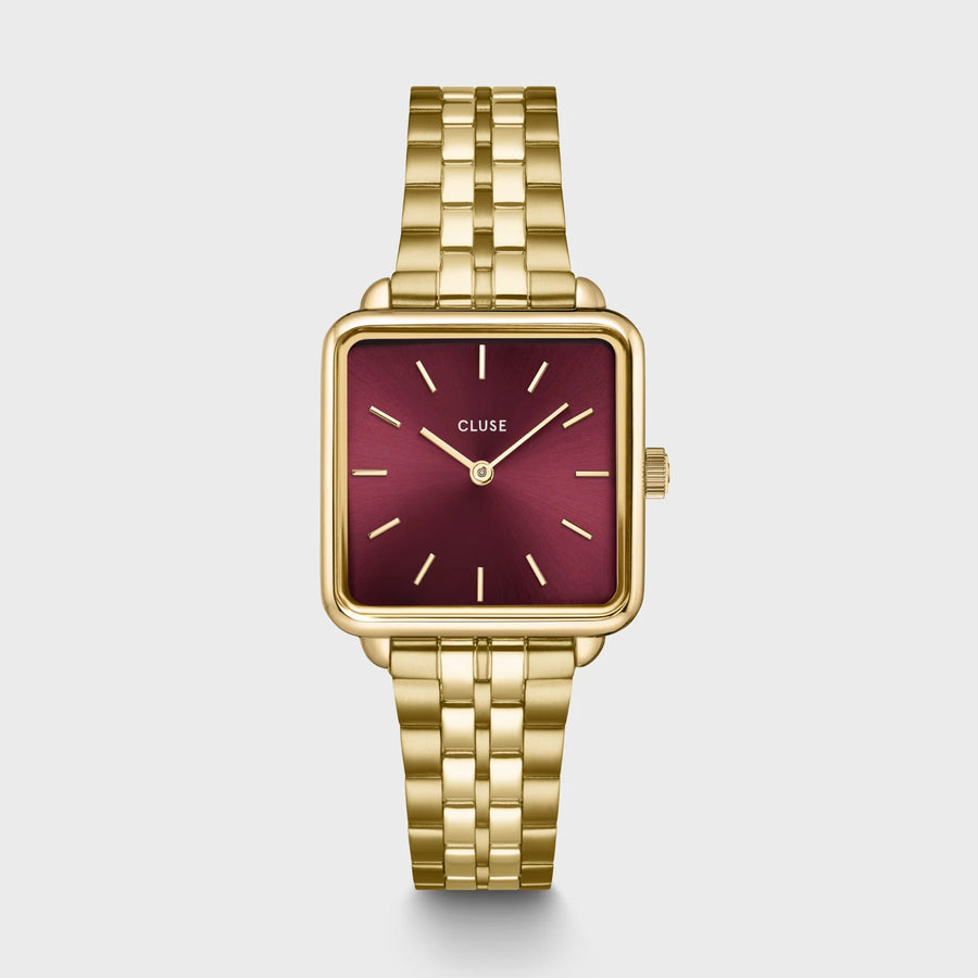 Orologio solo tempo da donna La Tétragone Watch Steel Dark Cherry, Gold Colour