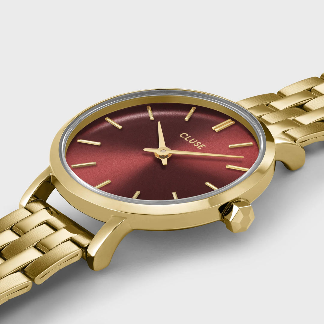 Orologio solo tempo da donna Boho Chic Petite Steel Watch, Dark Cherry, Gold Col