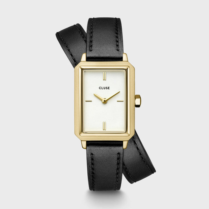 Orologio solo tempo da donna Fluette Watch Double Leather Black, Gold Colour