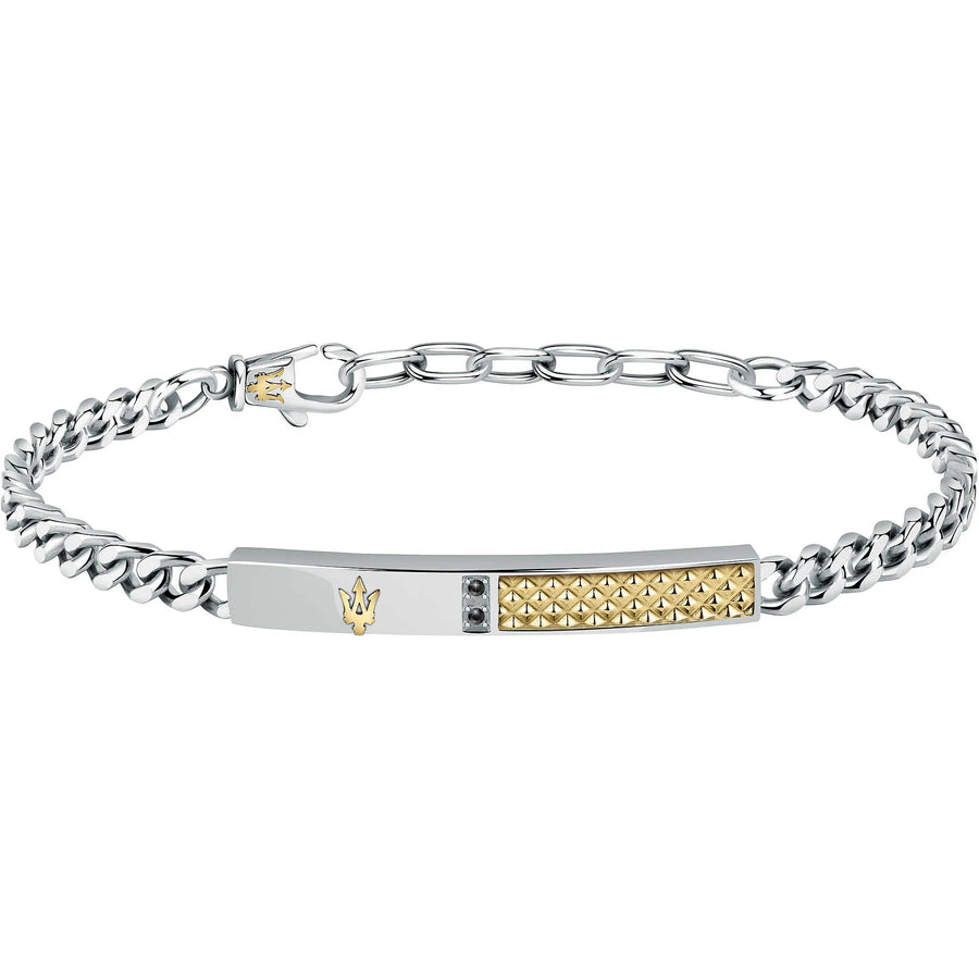Maserati - Bracciale "diamonds" acciaio oro giallo pvd e diamant