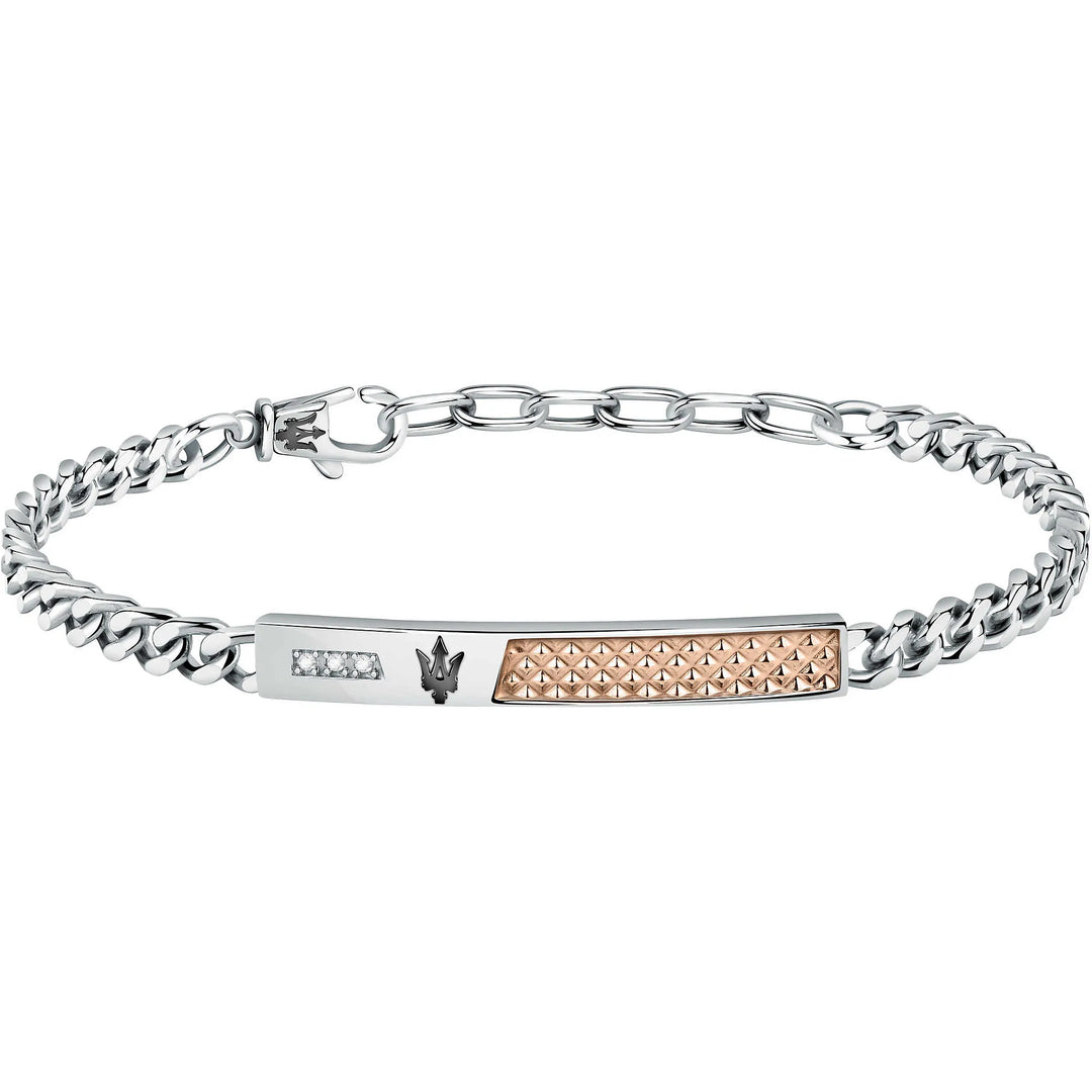 Maserati - Bracciale "diamonds" acciaio oro rosa pvd e diamanti