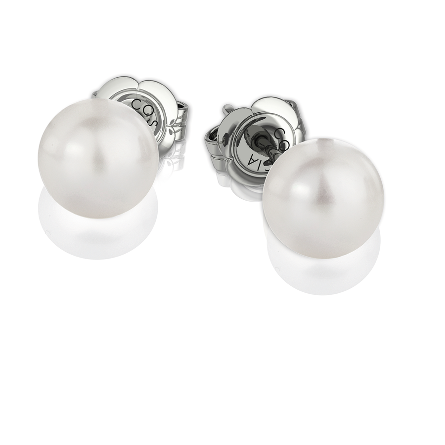 Coscia - Orecchini da donna a lobo oro bianco e perle Akoya