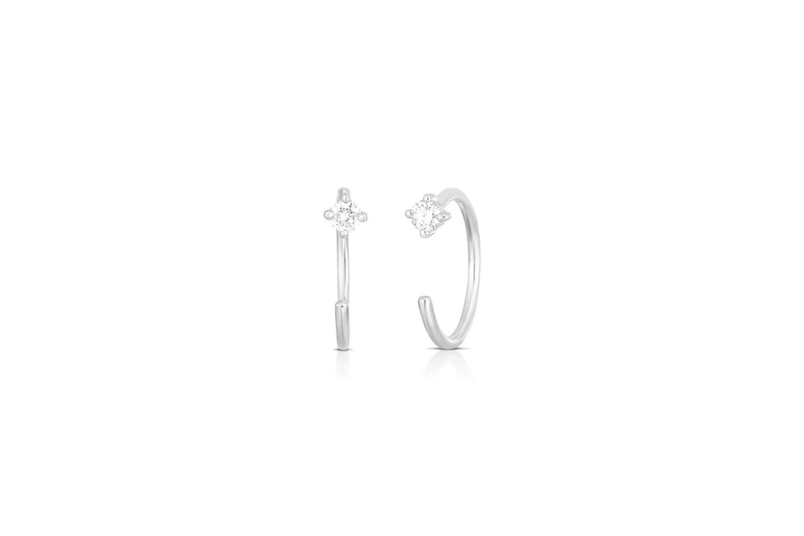 Earcuff in acciaio con zircone bianco