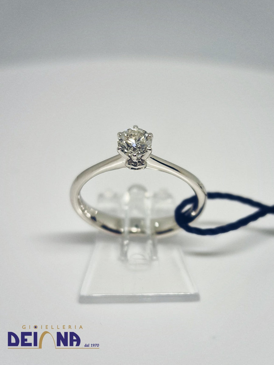 ReCarlo - Solitario a sei punte in oro bianco 18 kt e diamante taglio brillante