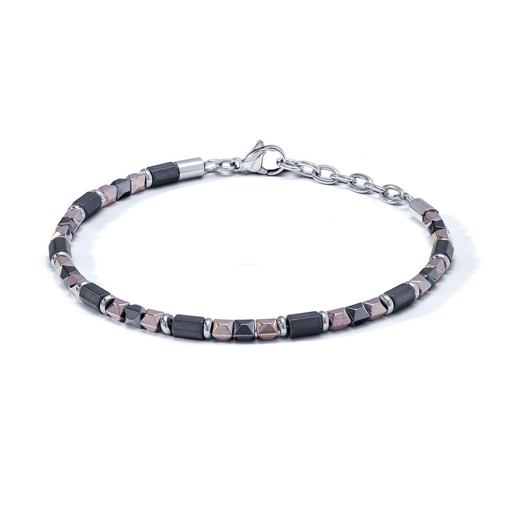 Comete Gioielli - Bracciale in acciaio con ematite pvd rosè lucida ed ematite ne