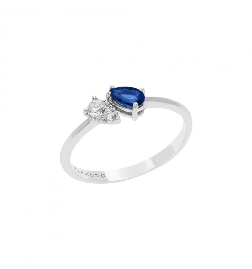 Comete Gioielli - Anello da donna linea Gocce di Stella in oro bianco, diamanti